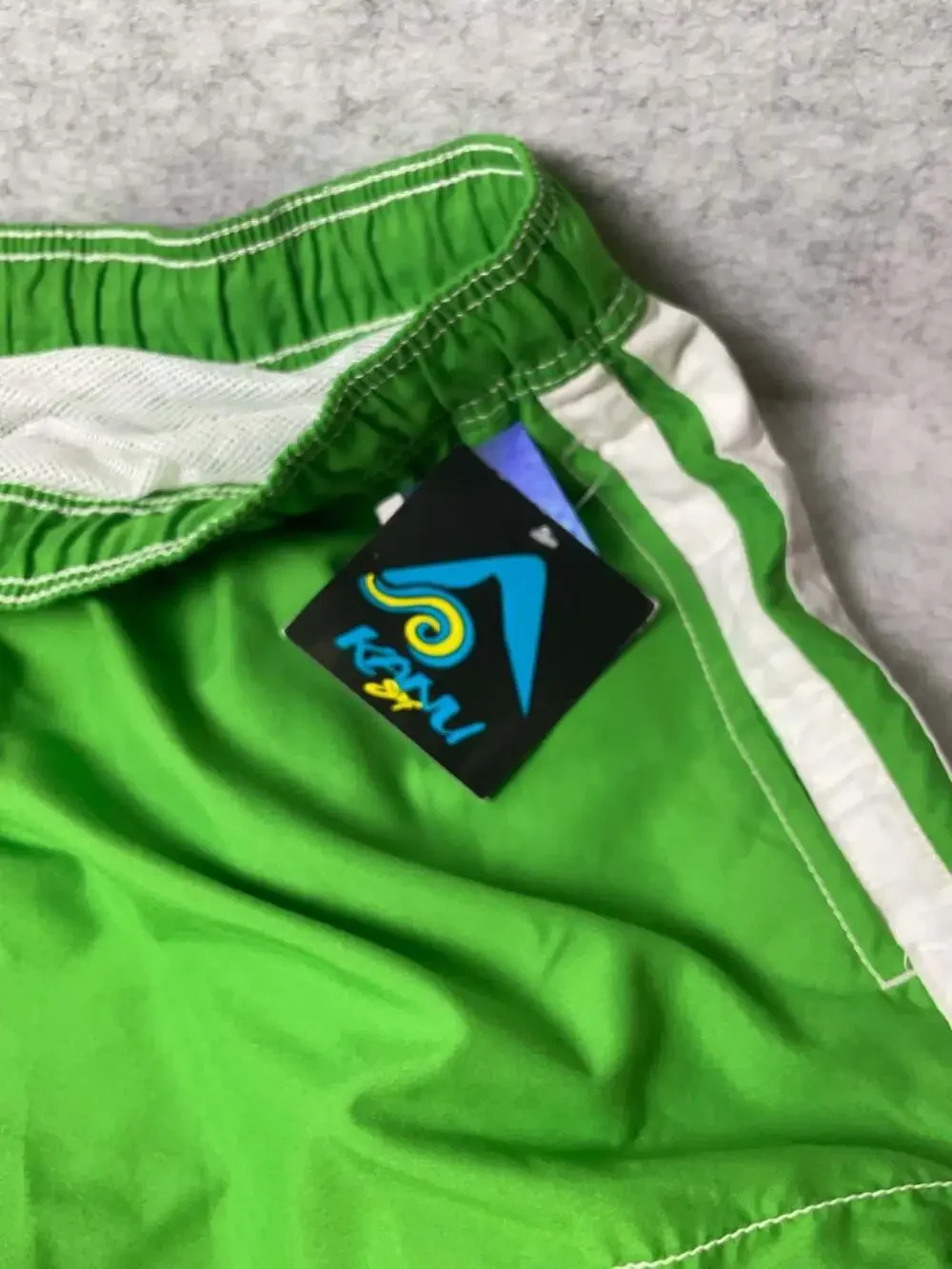 Kanu Surf Board Shorts 4X Green White Cargo Swim Trunks